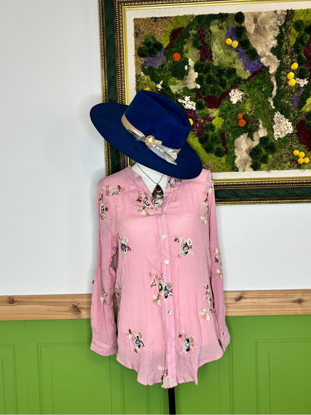 Anthropology Fig and Flower Button Down Blouse Top